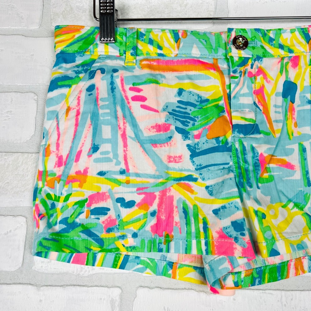 Lilly Pulitzer Girls Multi Color Abstract Tropical Corduroy Shorts Size 14 - Picture 2 of 10